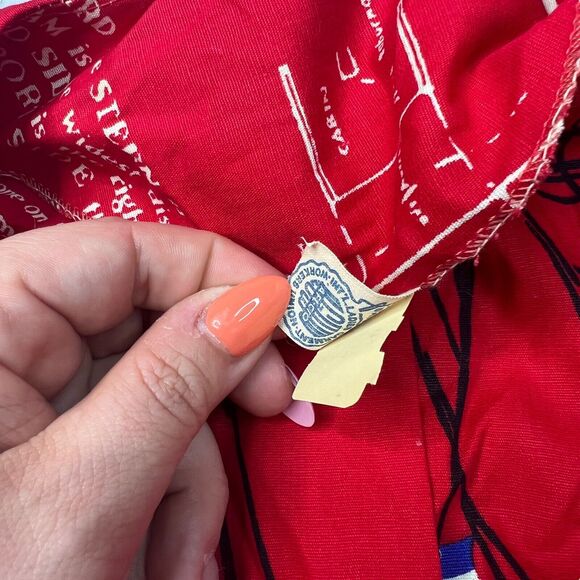 Vintage 1960s Sailing AOP Button Up Crewneck Jacket Top Union Made Red Womens 36 - Picture 5 of 7